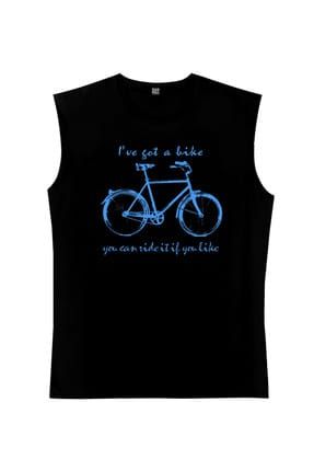 Benim Bisikletim Siyah Kesik Kol | Kolsuz Erkek T-shirt | Atlet 1M1SM019AS