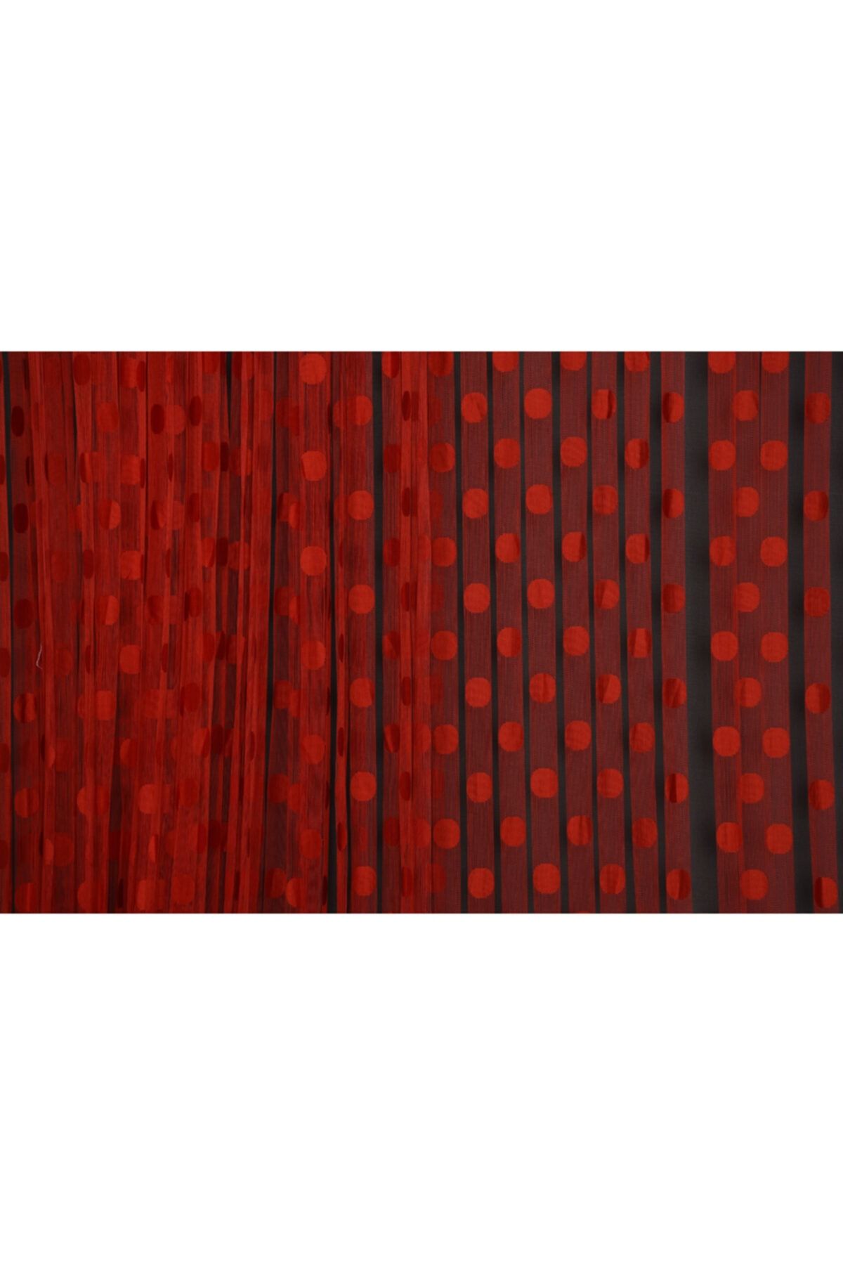 AKÇA TEKSTİL-Polka Dot Model Red Color Rope Curtain 4