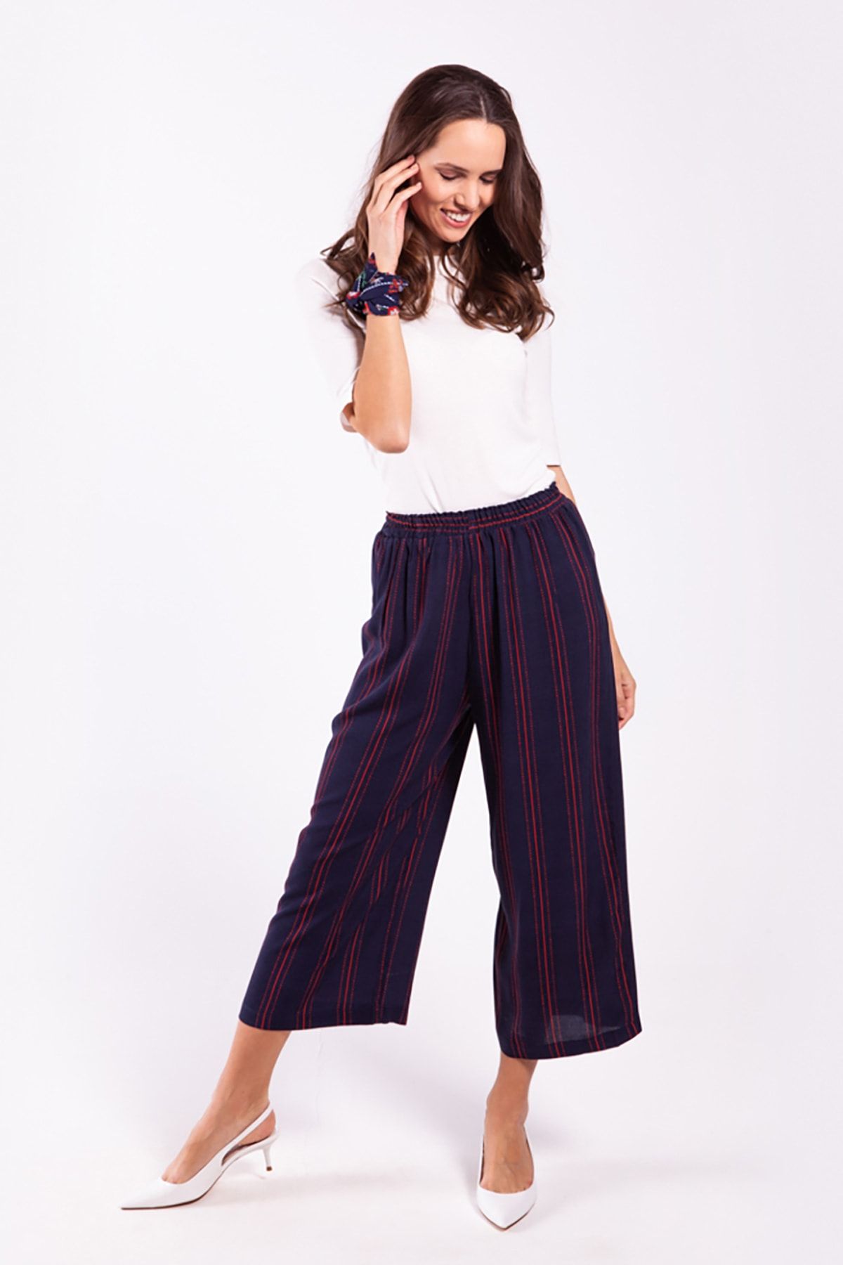 Akel-Γυναικείο παντελόνι Navy Blue-Coral Laci-Mercan BARCELONA 5