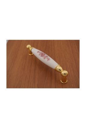 Porselen Kulp Çiçekli Sarı Dolap Vestiyer Çekmece 128 MM az0083-2Sarı