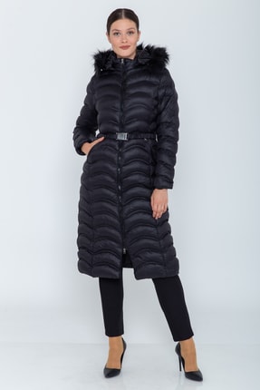 Olcay Kadin Siyah Kapusonlu Kurklu Sisme Mont 5875 Fiyati Yorumlari Trendyol