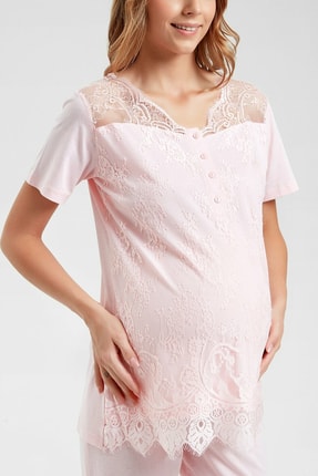Suwen Kadin Pembe Lidya Hamile Lohusa Pijama Takimi Fiyati Yorumlari Trendyol