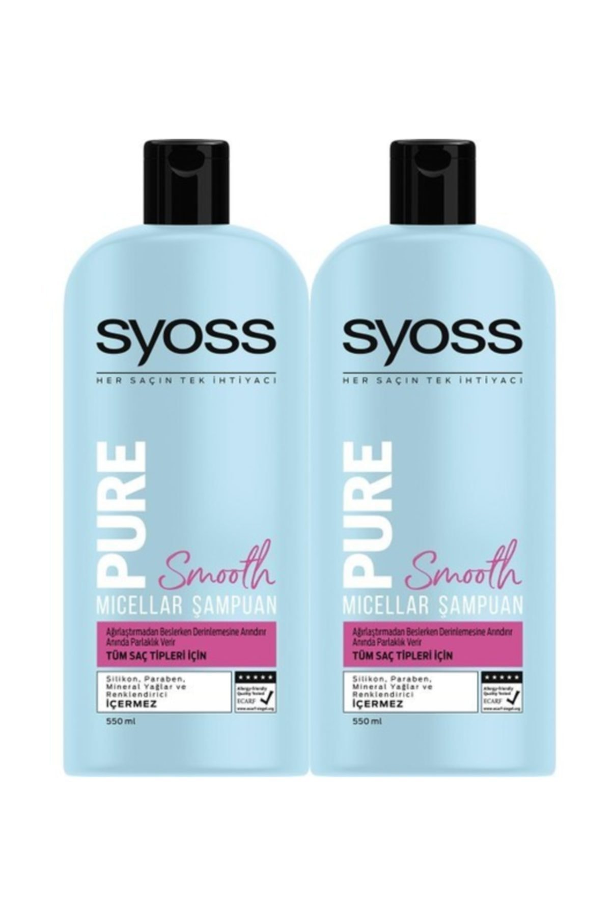 Syoss Pure Smooth Mıcellar Şampuan 550 ml x 2 — 300