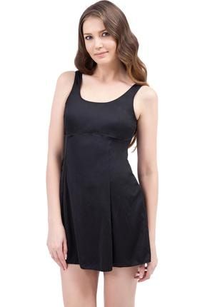 Kadın Siyah Düz Elbiseli Battal Mayo Argisa-6800