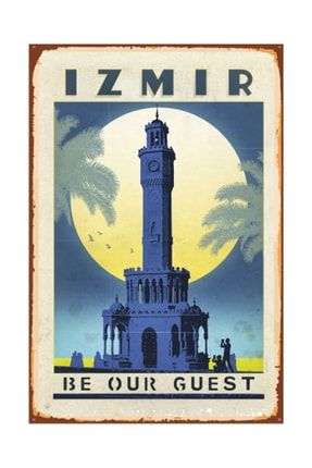 İzmir Saat Kulesi Retro Vintage Ahşap Poster 2030040