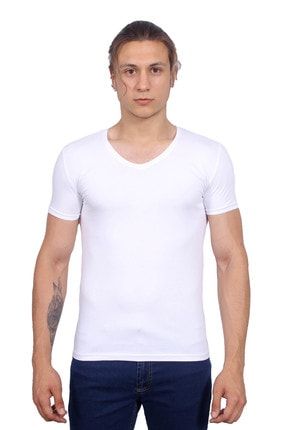 V Yaka Erkek Tshirt Beyaz/White 1817014 0181817014