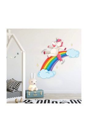 Gökkuşağı Kayan Unicorn Çocuk Odası Dekroatif Duvar Sticker kayanunicorn60cm