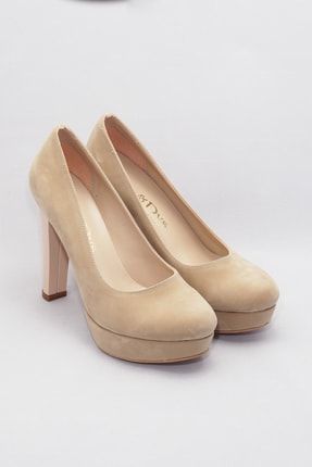 Vizon Kadın Klasik Topuklu Ayakkabı CNR2001Vizon Süet
