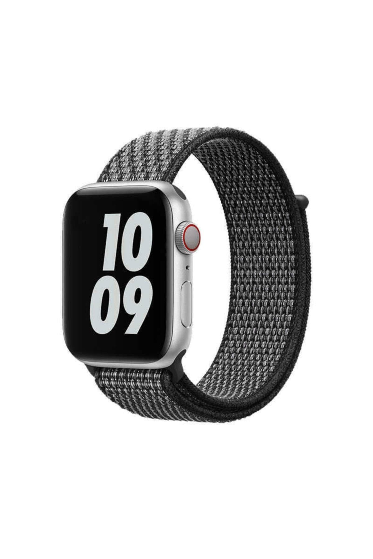 Apple Watch Uyumlu 40mm Sport Loop Hasır Kordon - Siyah