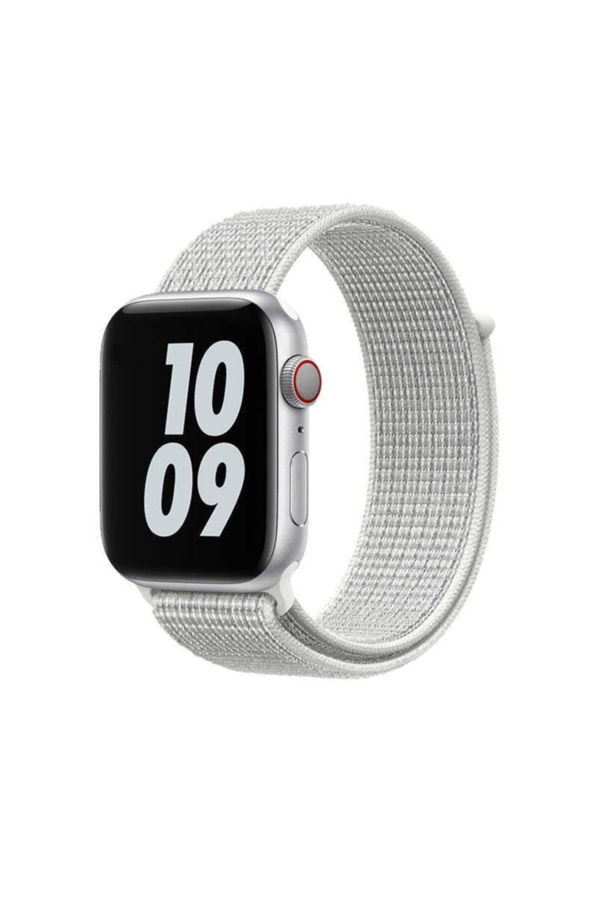Apple Watch Uyumlu 38mm Sport Loop Hasır Kordon - Beyaz
