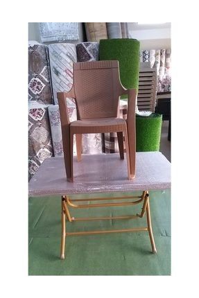 Süper Katlanır Plastik Masa Sandalye Takımı - Masa + 4 Kollu Sandalye PRA-896285-0568