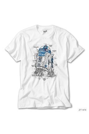Star Wars R2d2 Schema Beyaz Tişört ZT1474