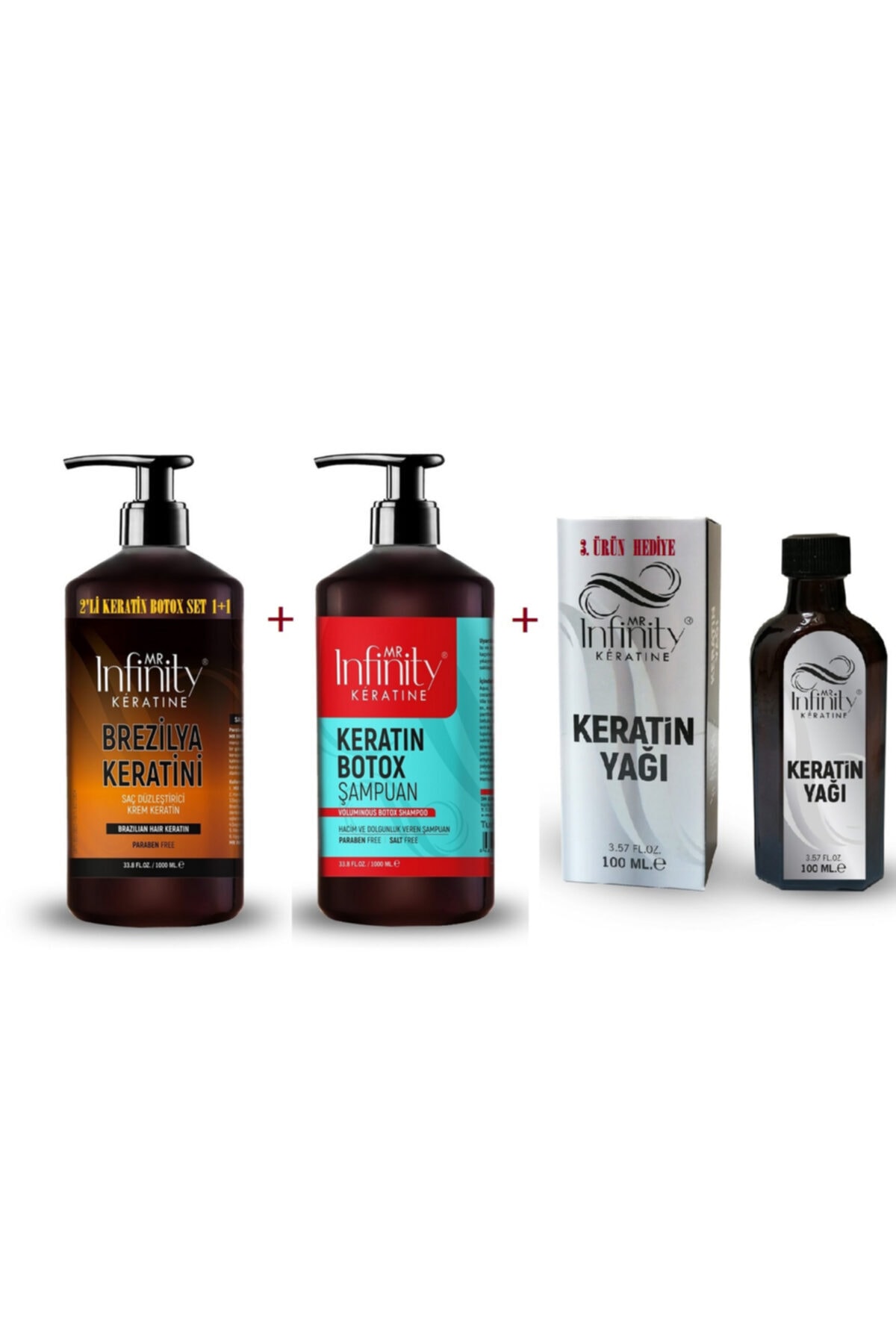 Infinty Exp Saç Düzleştirici Keratin Bakım 1000 ml + Keratin Bakım Şam Tuzsuz 1000 ml + Keratin Yağı — İNFİNTYEXPERT07 — تصویر 2 از 2