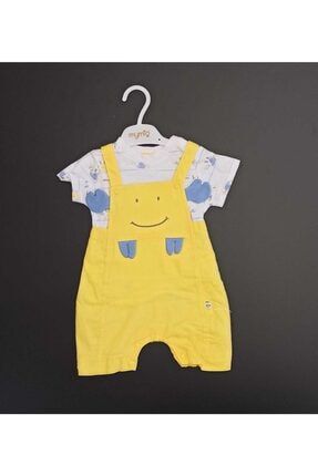Erkek Bebek Sarı Yengeç Desenli Tulum 3034