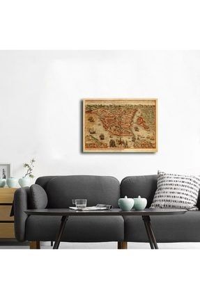 Konstantinopolis Eski Istanbul Haritası Kanvas Tablo 140x210 Cm A-12-034
