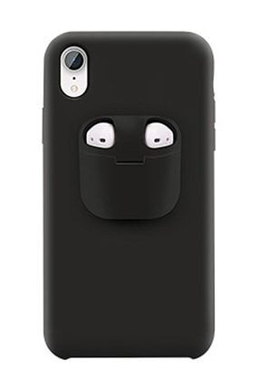Iphone Xs Max Kılıf 2in1 Airpods Hazneli Kılıf Silky Silikon Delux Siyah asx21aa8
