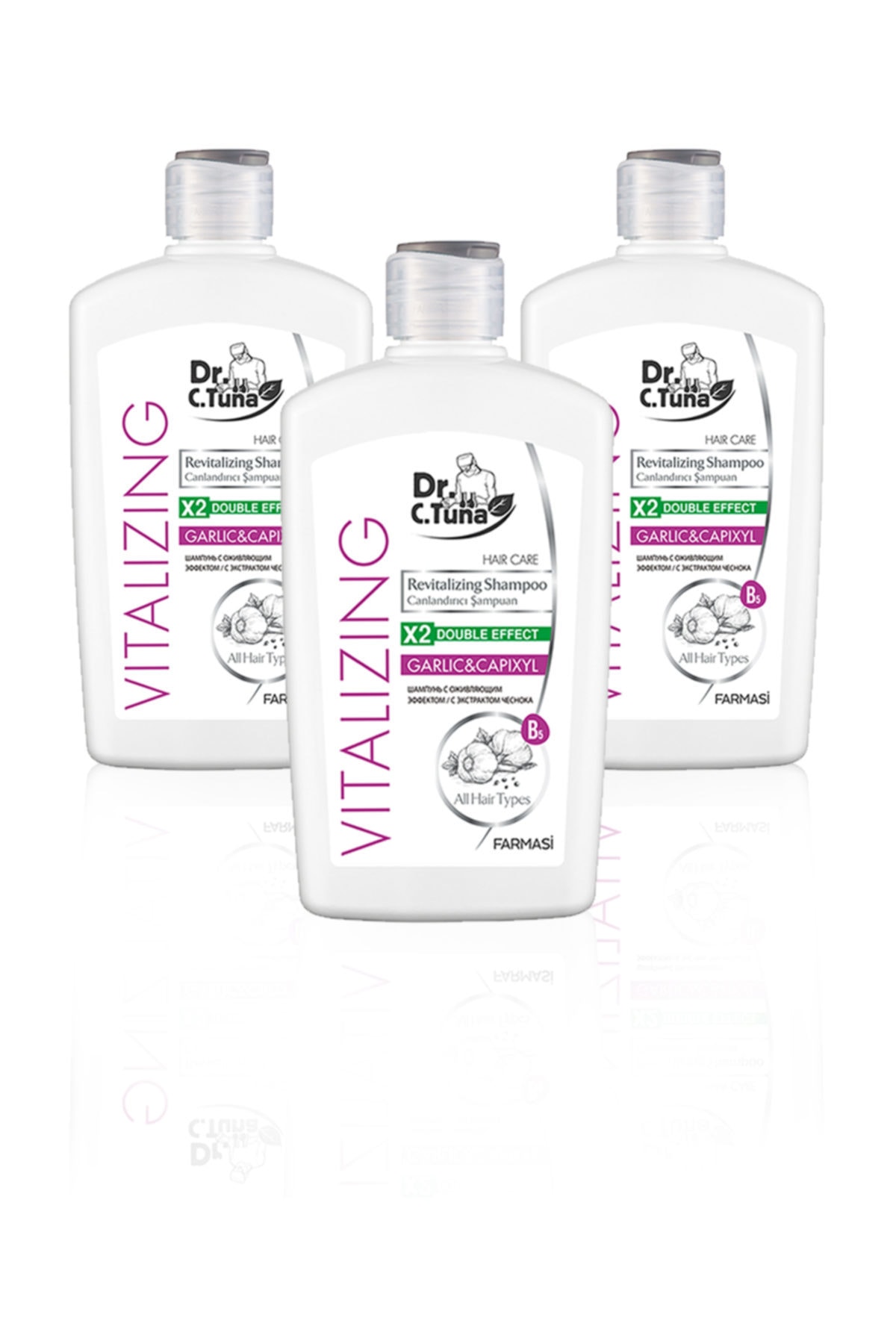 Farmasi Dr. C. Tuna Vitalizing Tüm Saçlar Için Canlandırıcı Sarımsaklı Şampuan-500ml 3'lü Set