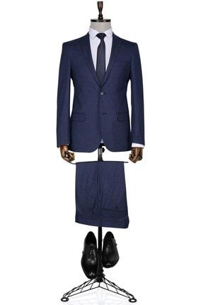 Firenze Slim fit Tek Yırtmaçlı Mavi Erkek Takım Elbise 3B8M0444D237