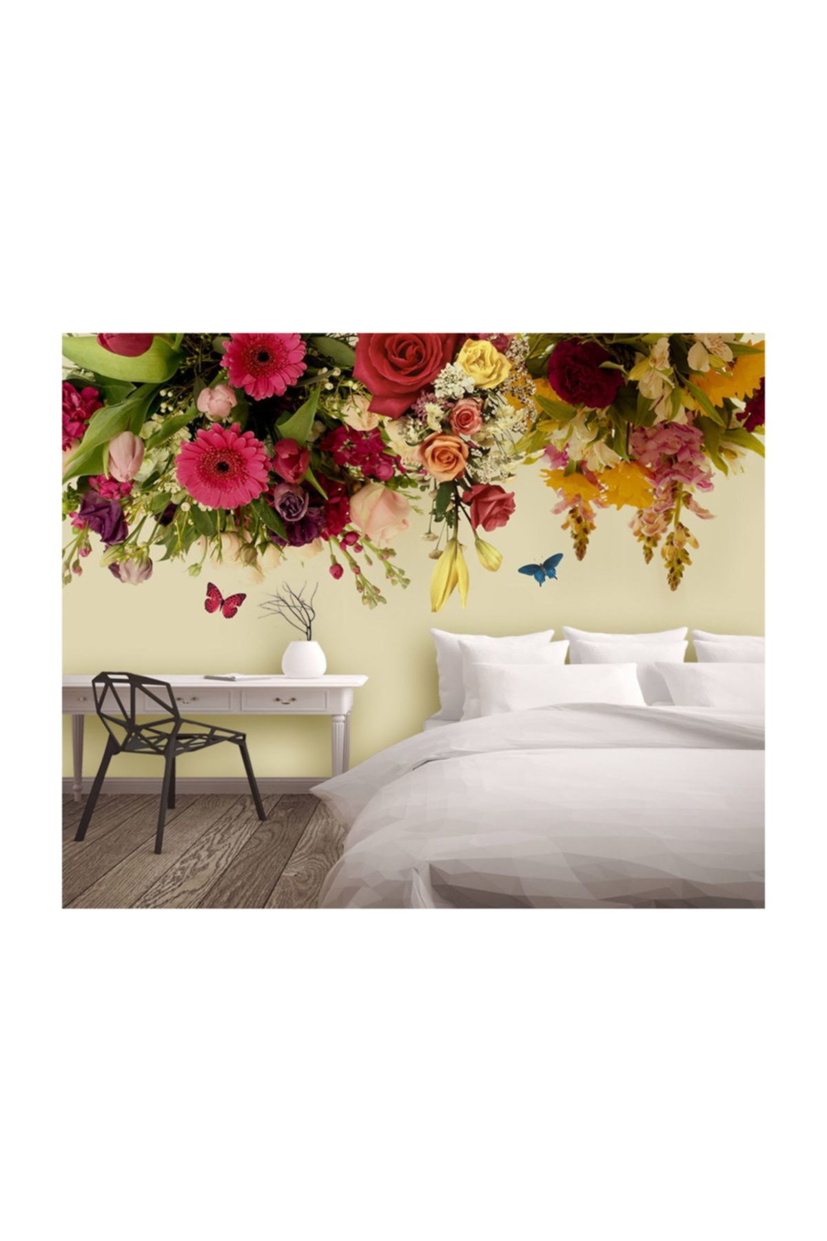 Özen Duvar Kağıtları Renkli Çiçekler Yatak Odası Duvar Kağıdı 498525505
