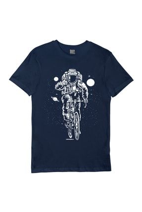Bisikletli Astronot Lacivert Kısa Kollu Erkek T-shirt 1M1BM184AL
