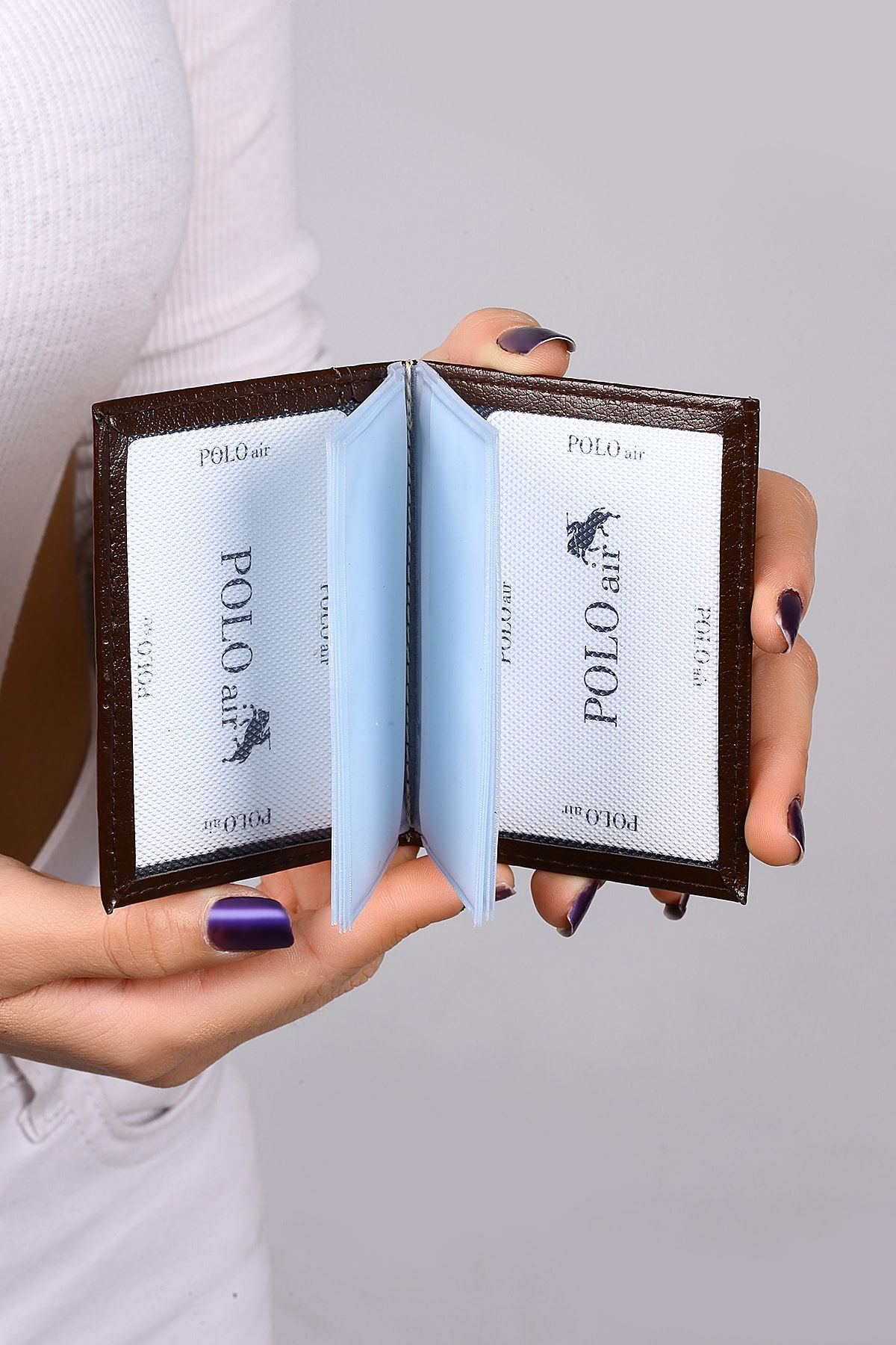 کیف پول مردانه جعبه کمربند کلاسیک مجموعه قهوه ای polo air