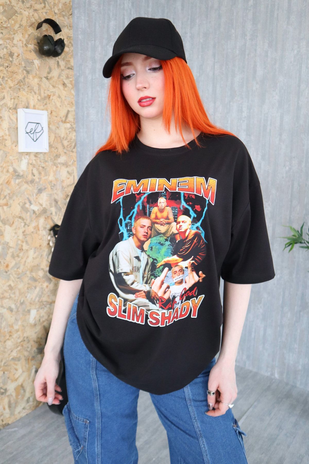 Ef Butik Siyah Unisex Eminem Slim Shady T shirt