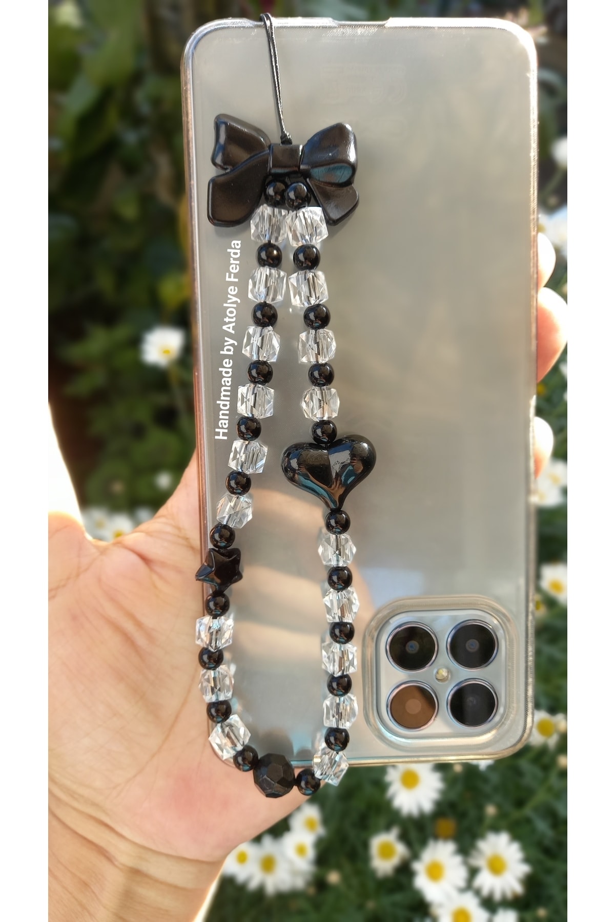 Black Heart And Bow Shaped Phone Charm Phone Ornament