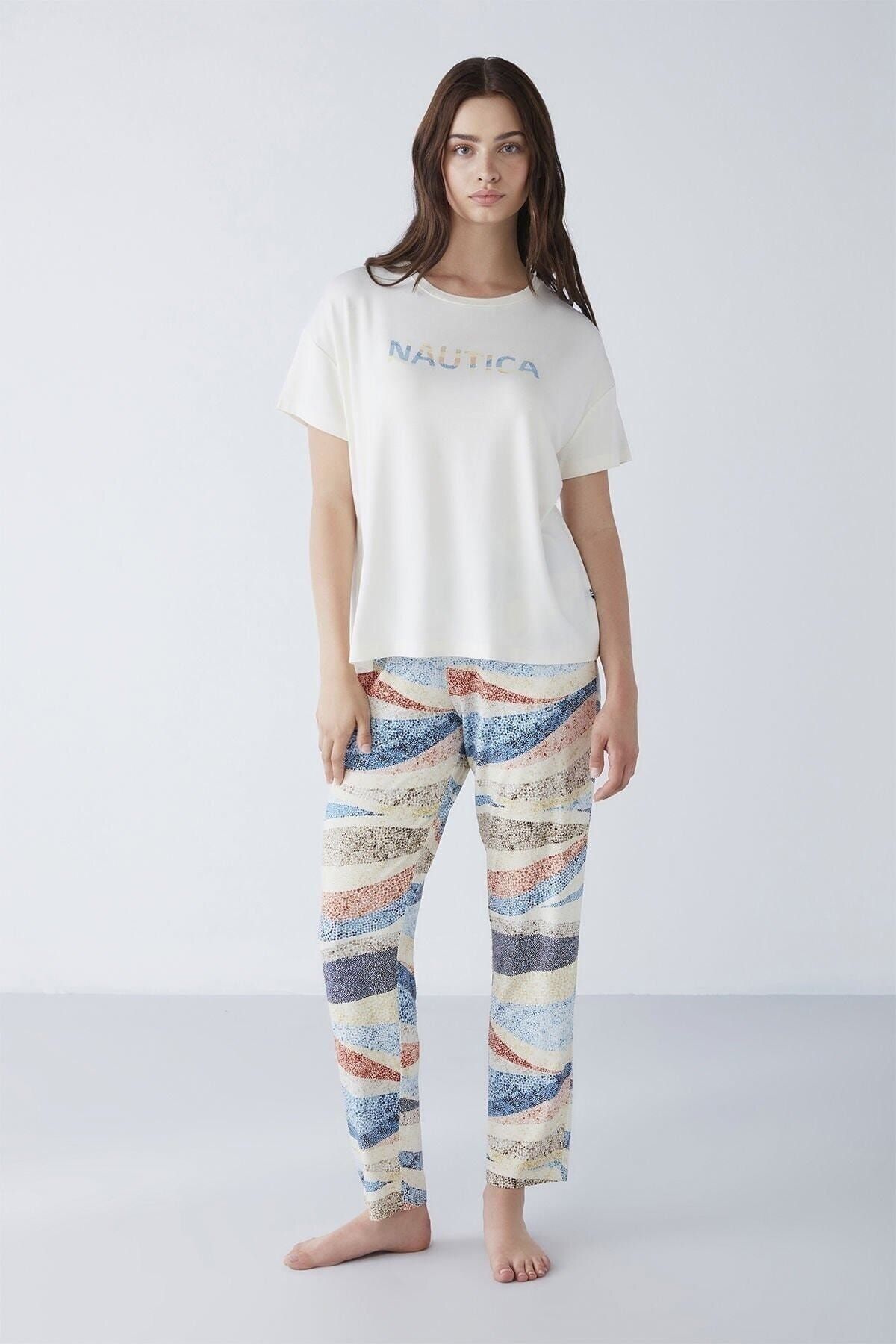 Nautica Pajama Set Ecru Trendyol