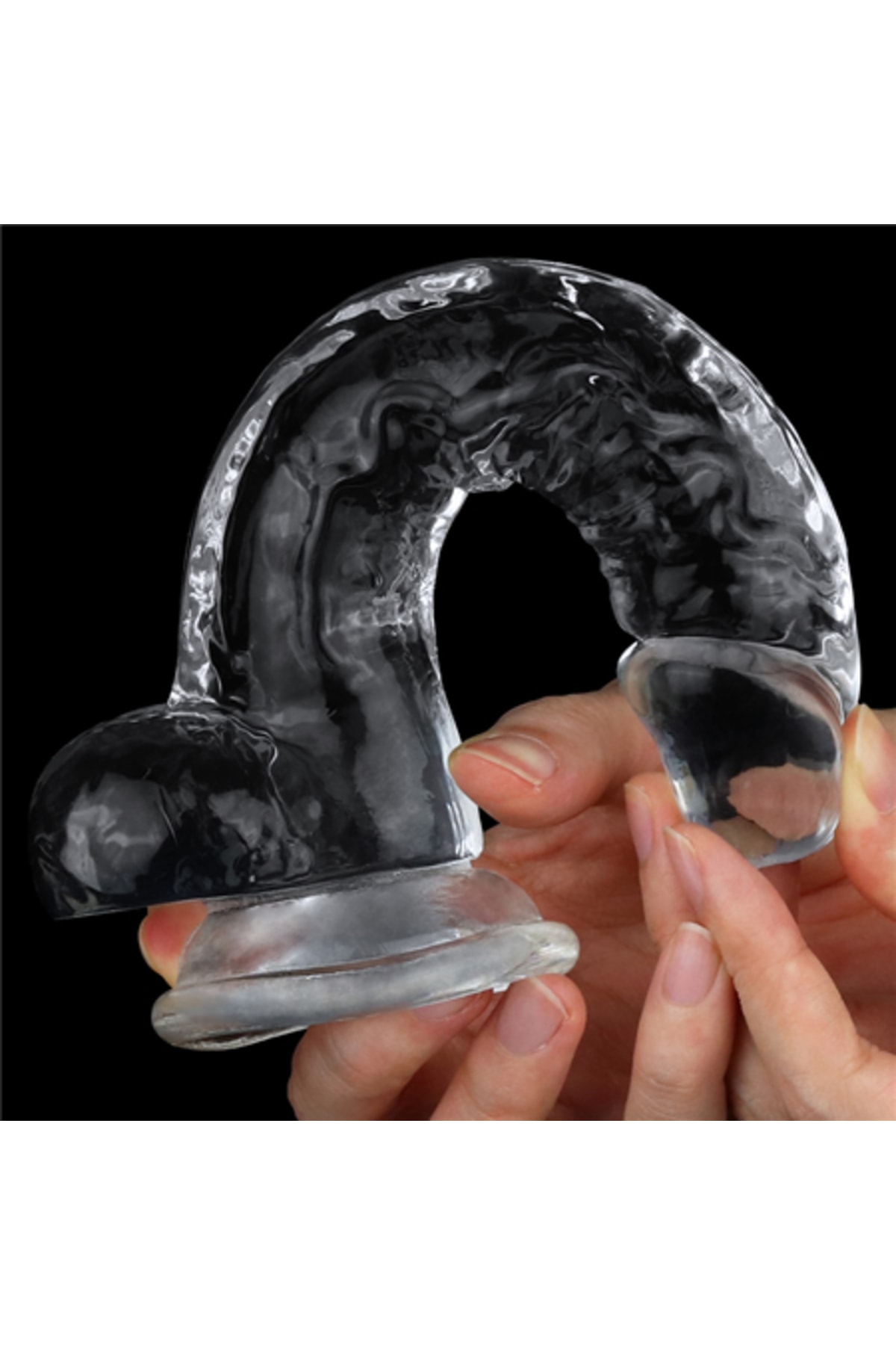Clear 17 Cm Ultra Soft Süper Vantuzlu Şeffaf Damarlı Penis Dildo 6