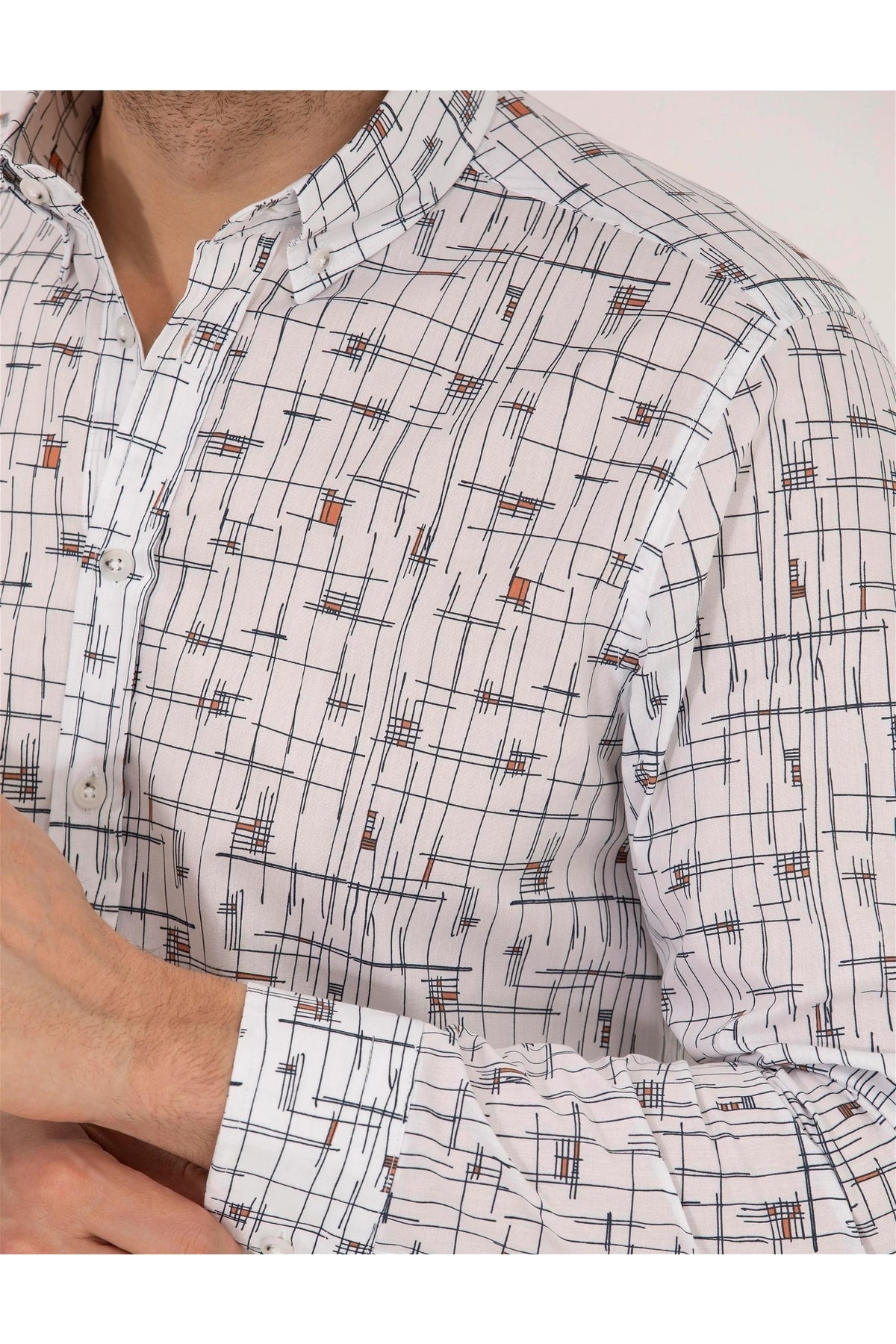 پیراهن مردانه سفید پیرکاردین | G021SZ011.000.1567290.VR205 اورجینال - تصویر 7