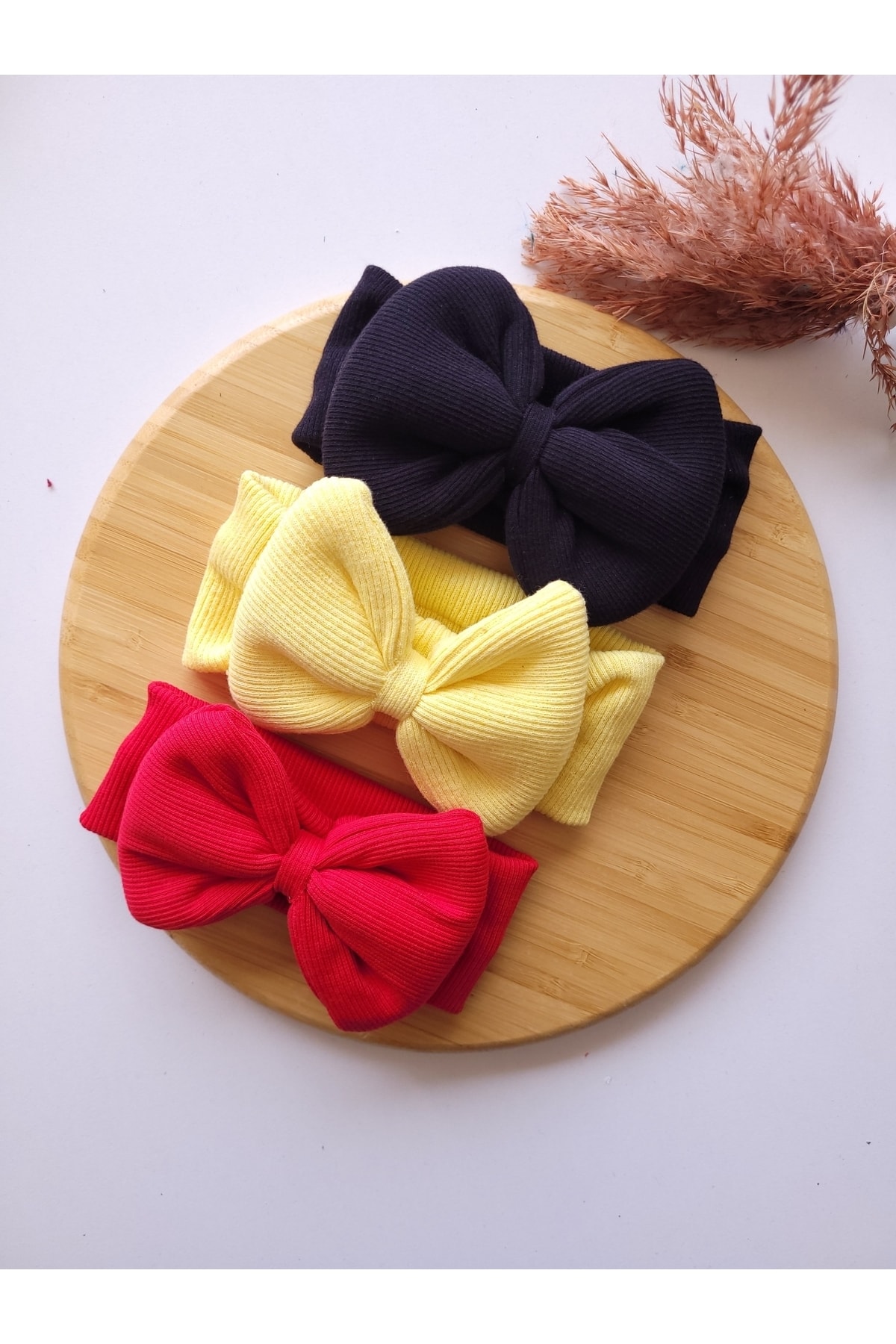 SeherBebeButik Kız Bebek & Çocuk Fiyonklu Bandana 3'lü Set