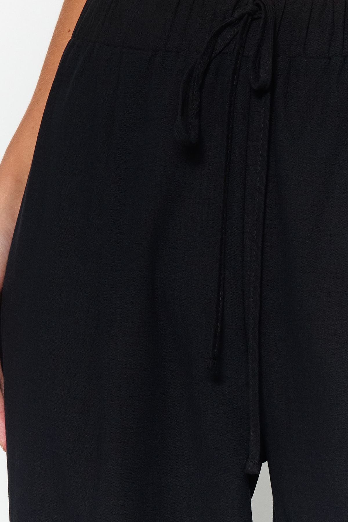 Trendyolmilla  Plaj Giyim Siyah Dokuma Yüksek Bel Pantolon TBESS23PL00015 - Görsel 6