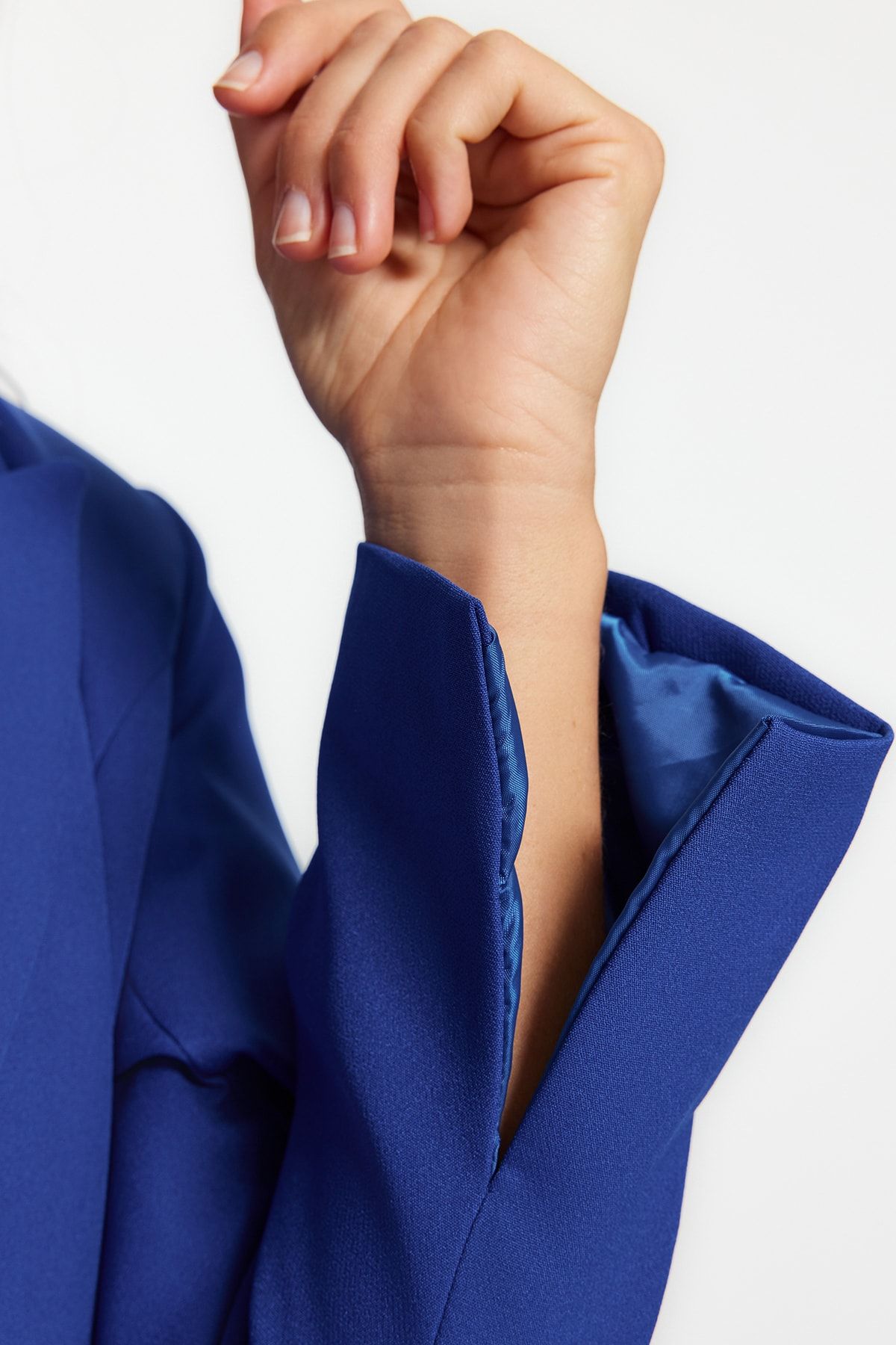 Trendyol Modest-Μπλε με κορδόνια με λεπτομέρεια γραμμή κρεπ σακάκι-παντελόνι υφαντό στο κάτω μέρος-top κοστούμι TCTSS23US00044 6
