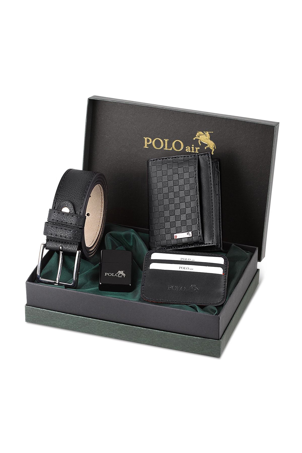 کیف پول مردانه الگوی CHECKERS WALLET SELF CARD کمربند سبک تر مجموعه سیاه polo air