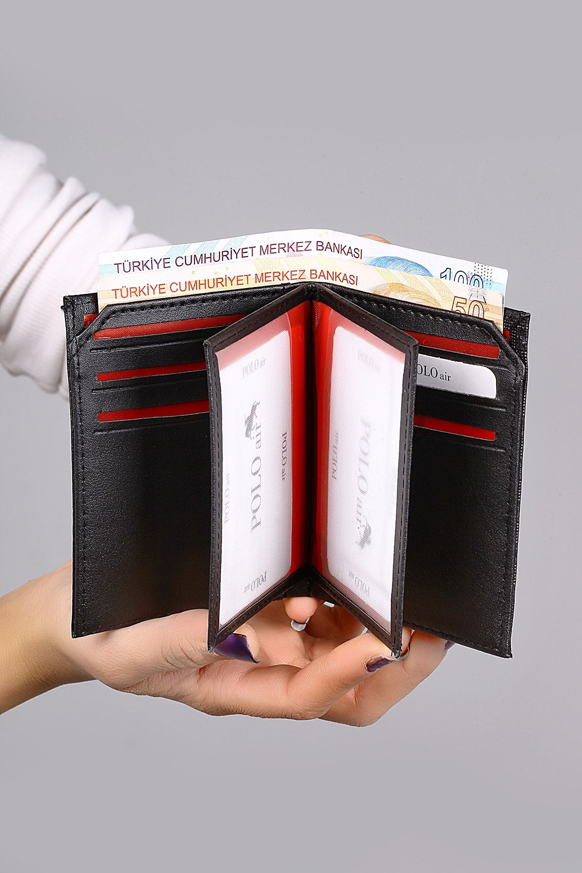 کیف پول مردانه الگوی CHECKERS WALLET SELF CARD کمربند سبک تر مجموعه سیاه polo air