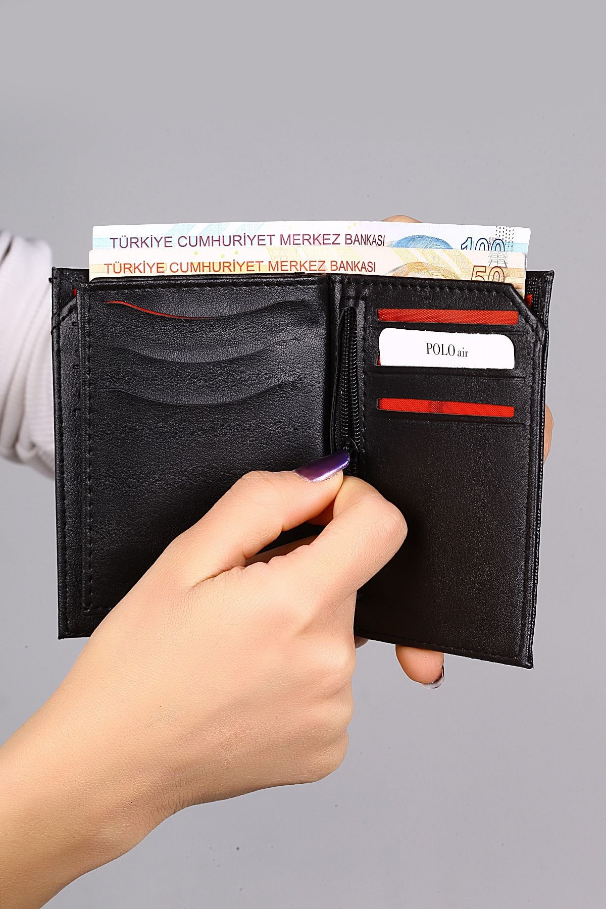 کیف پول مردانه الگوی CHECKERS WALLET SELF CARD کمربند سبک تر مجموعه سیاه polo air
