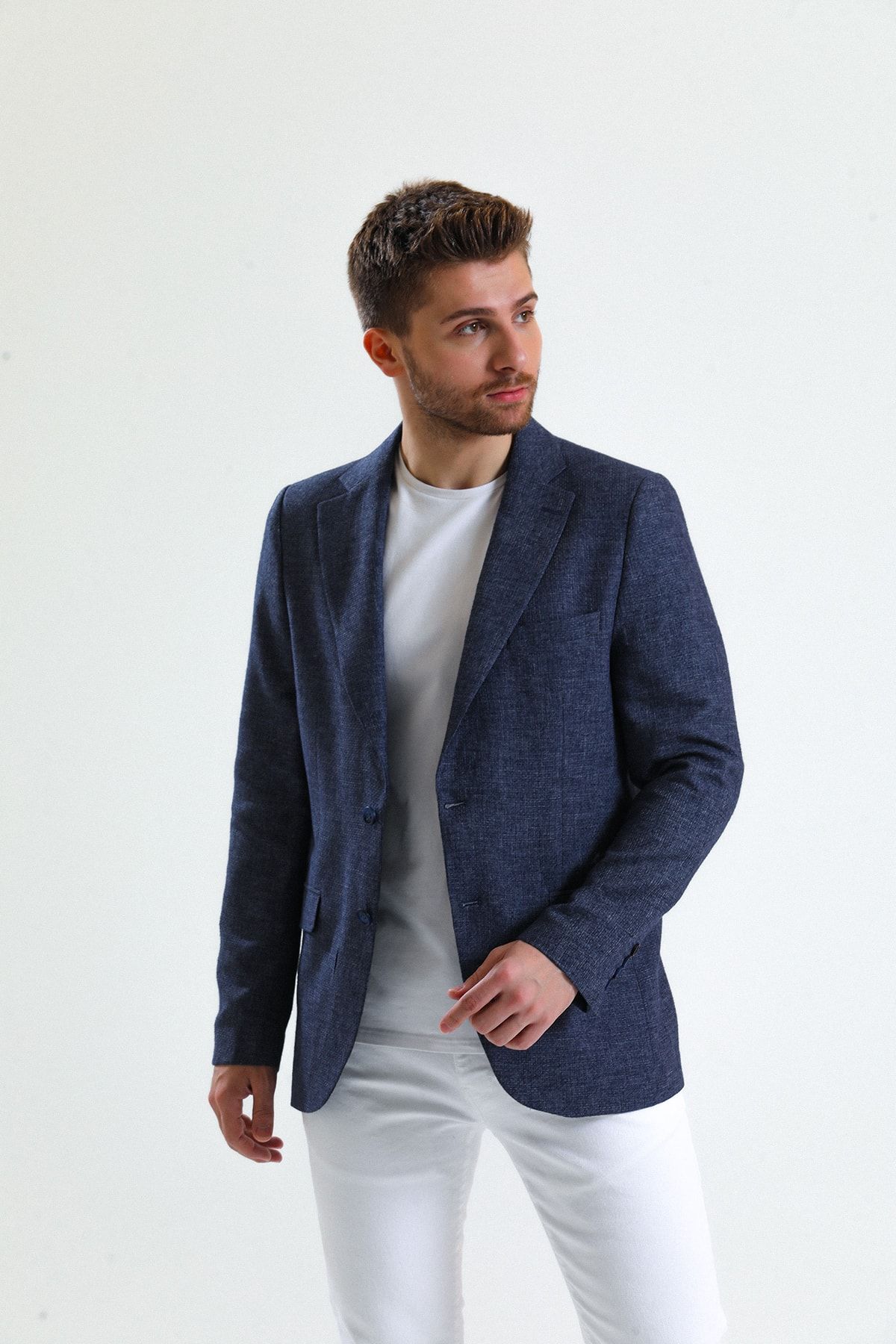 Dark blue linen best sale blazer