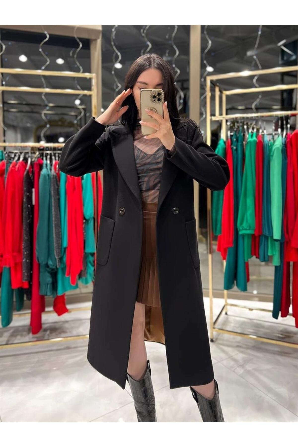 Troy Double Buttoned Midi Length Cashmere Coat