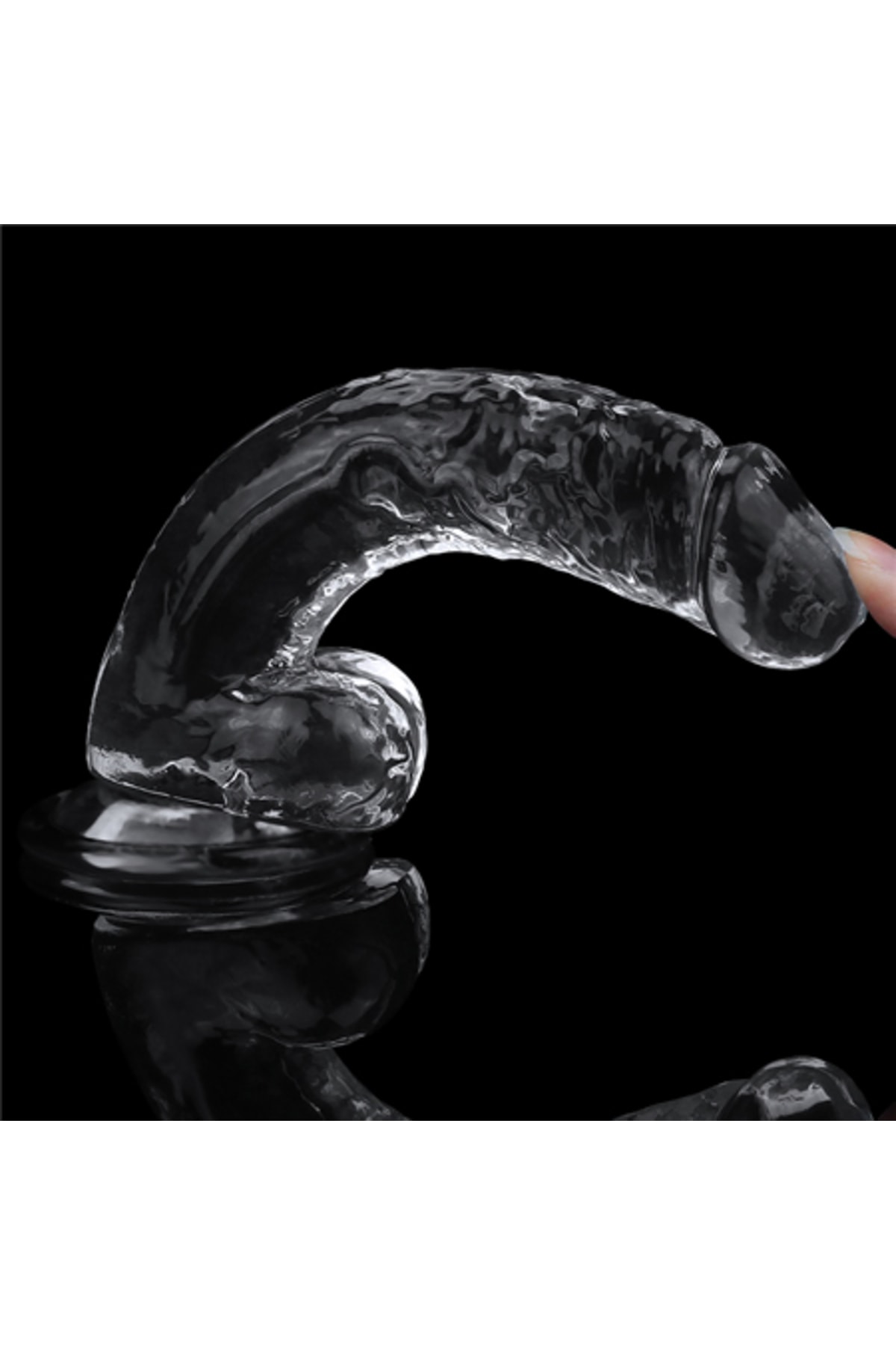 Clear 17 Cm Ultra Soft Süper Vantuzlu Şeffaf Damarlı Penis Dildo 5