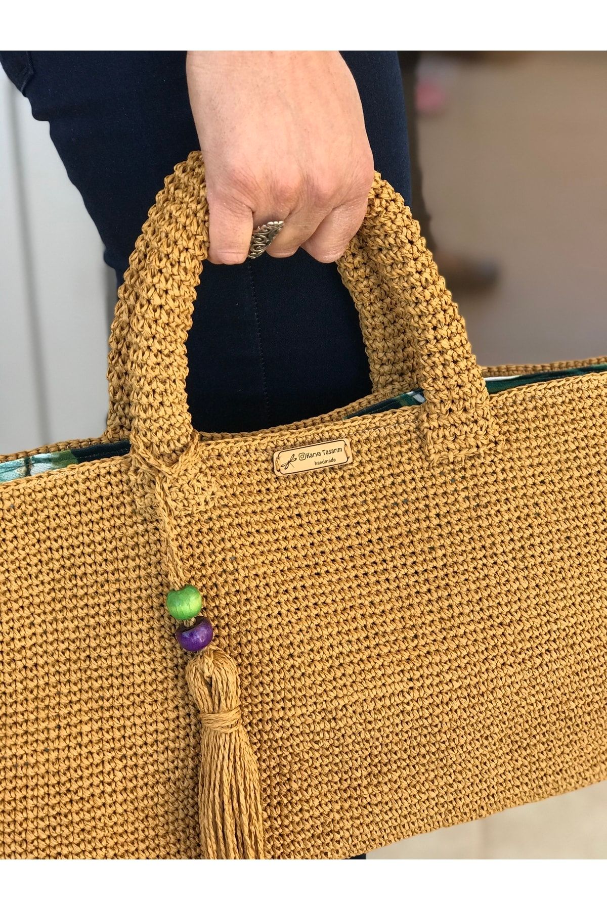 Karya Tasar m Handbag Khaki Plain Trendyol