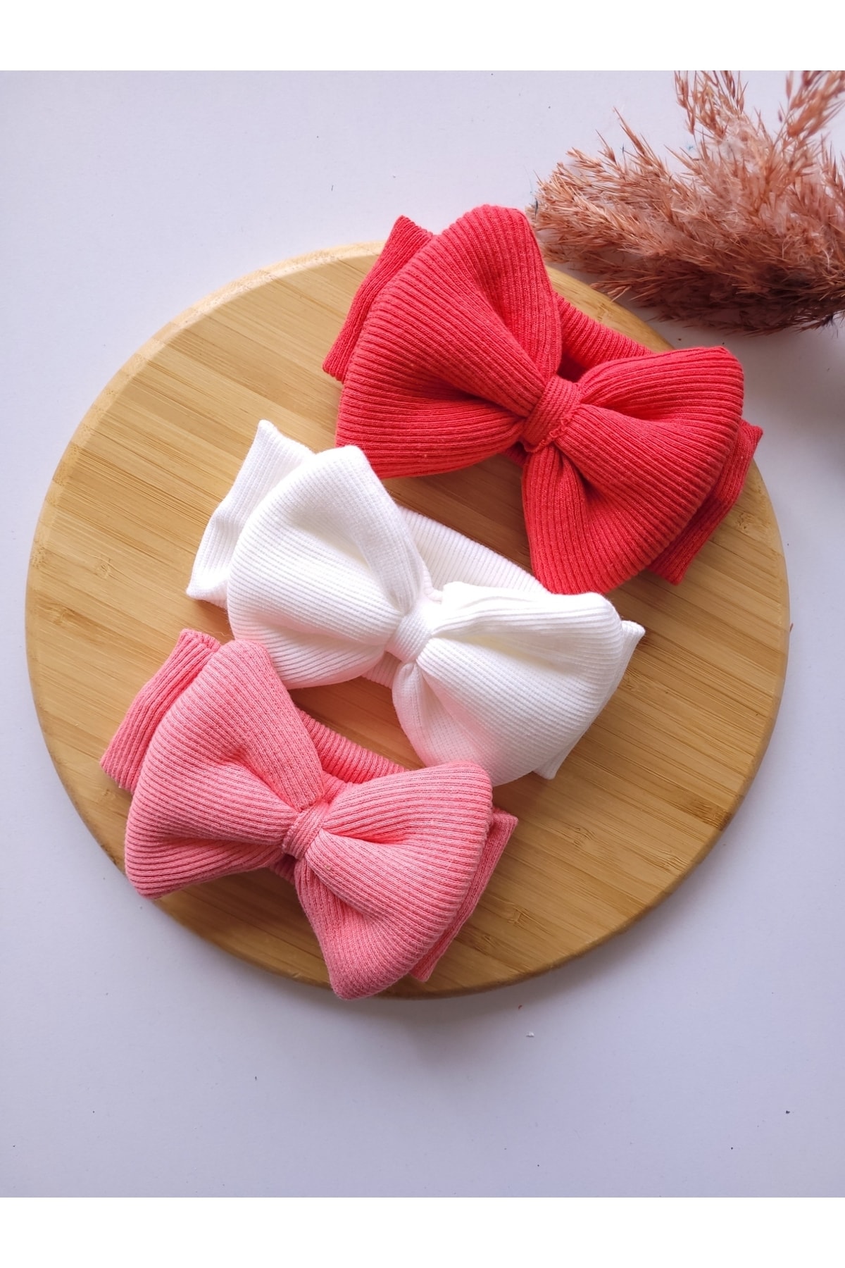 SeherBebeButik Kız Bebek & Çocuk Fiyonklu Bandana 3'lü Set