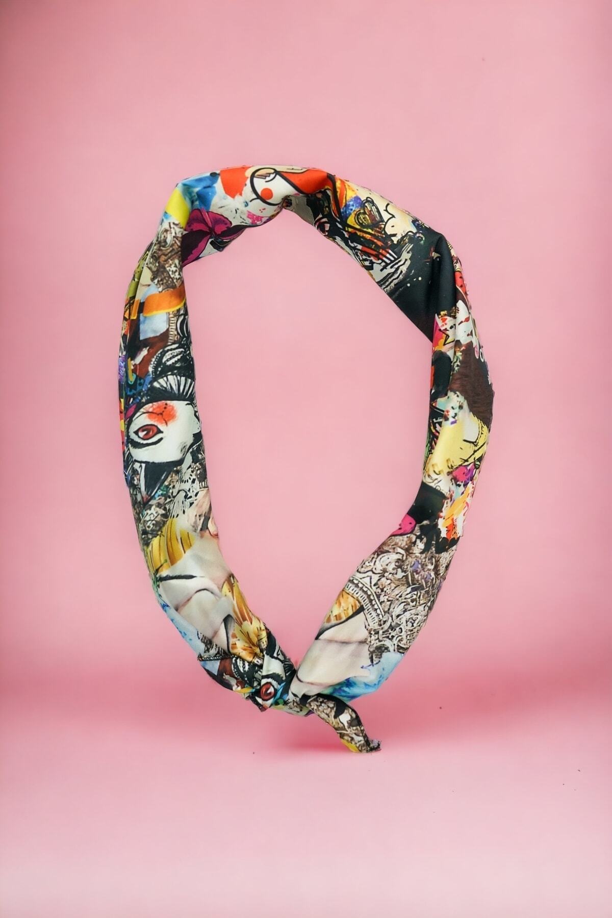 Vintage Retro Desenli Saten Bandana Renkli Fular Yeni Sezon Saç Aksesuarı 2
