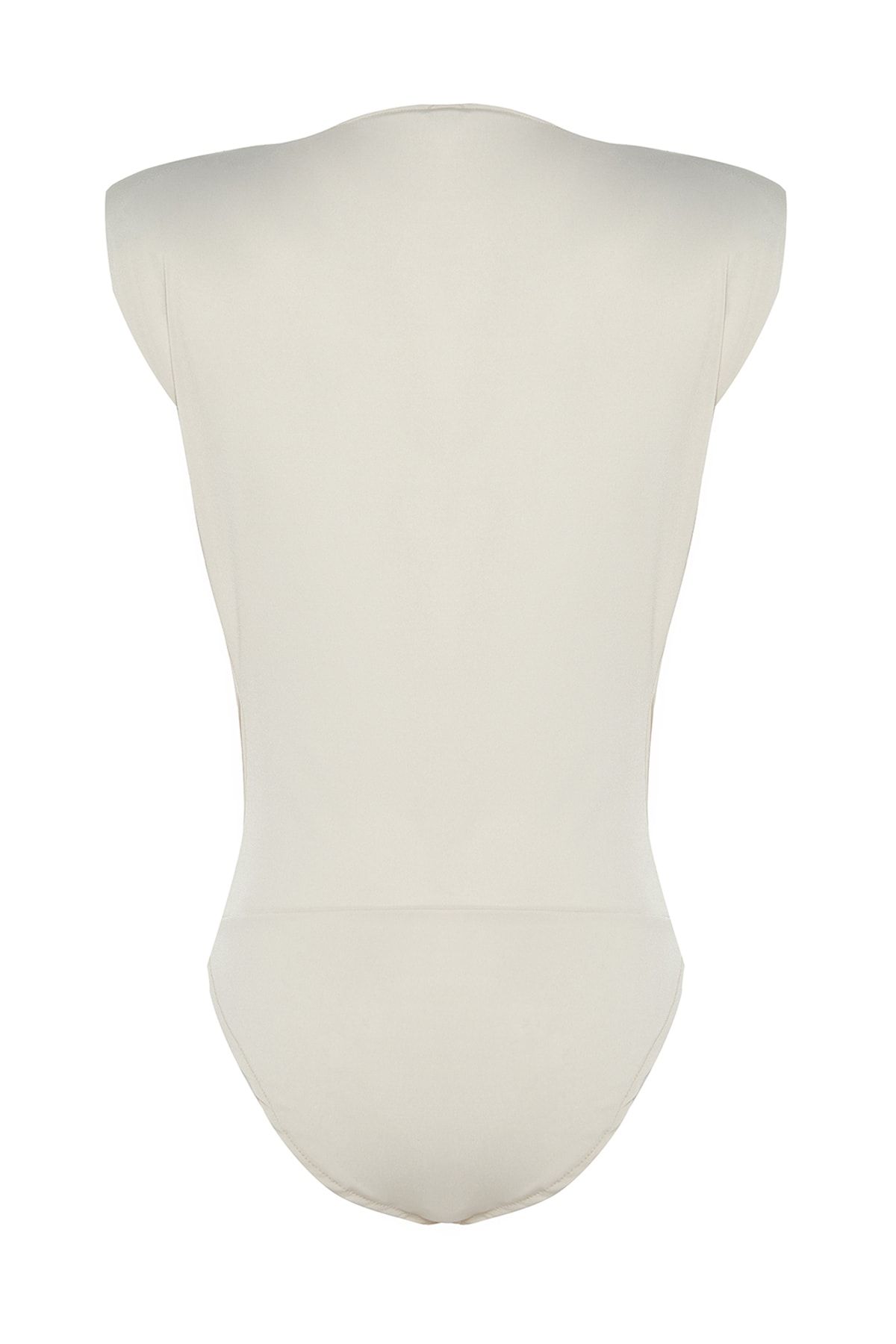 Trendyol Collection-Gepolsterter, zweireihiger Strickbody mit flexiblem Druckknopf, Stein TWOSS23BD00007 8