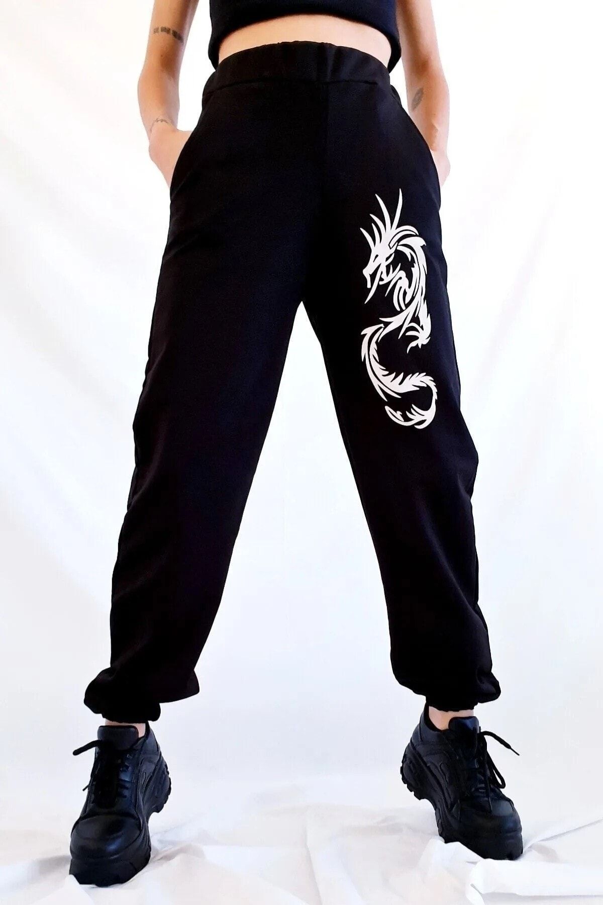 Black outlet dragon sweatpants