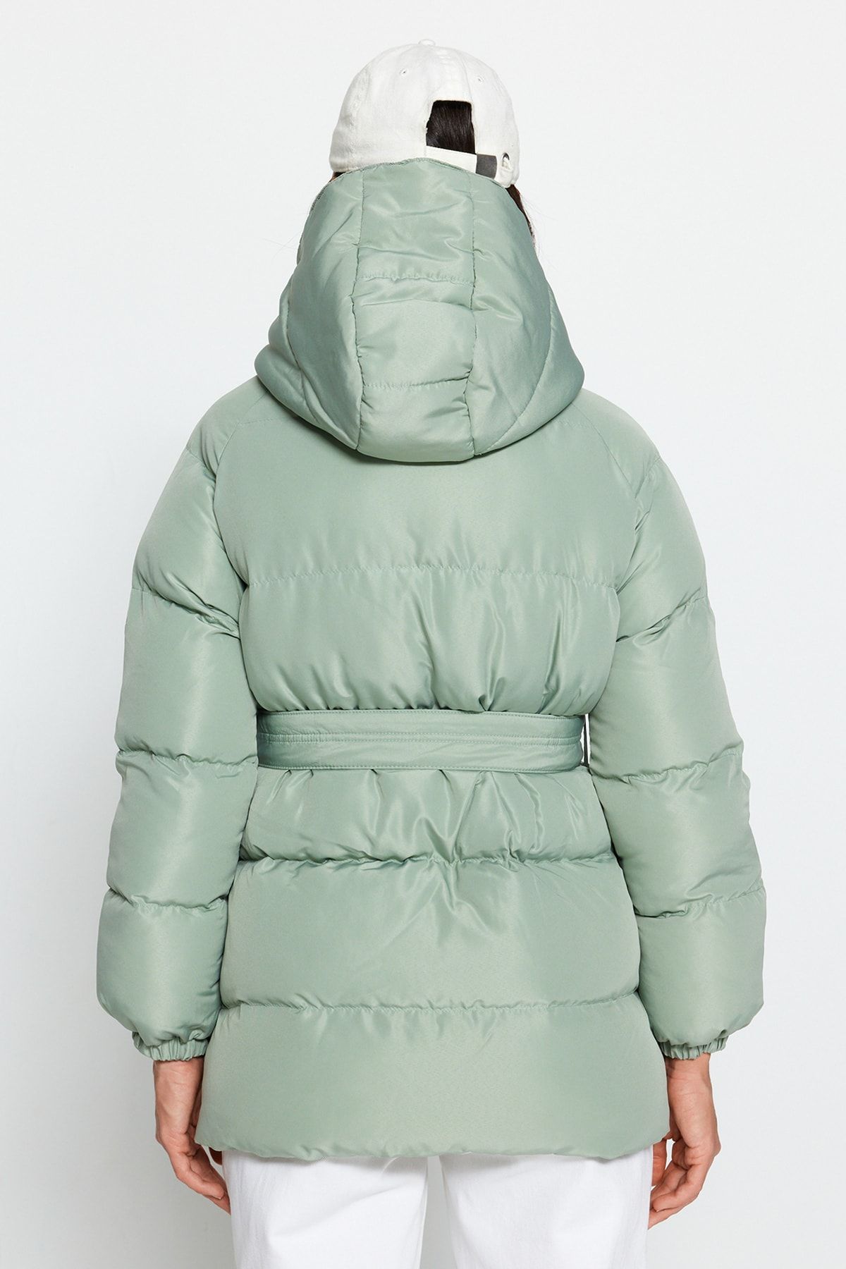Trendyol Collection-Übergroßer wasserabweisender Mintmantel mit gewölbter Tür TWOAW23MO00188 5