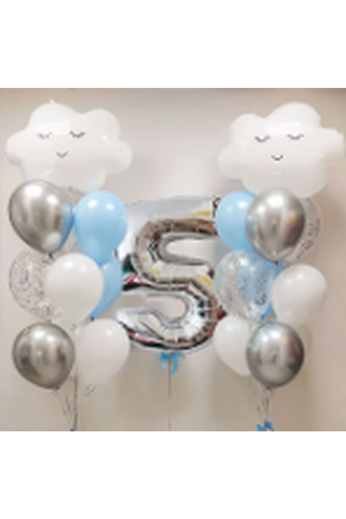 Parti Station-Sky Cloud 5 Year Old Balloon Set Star Balloon Foil Set Concept Birthday Set Age Balloon Set 1