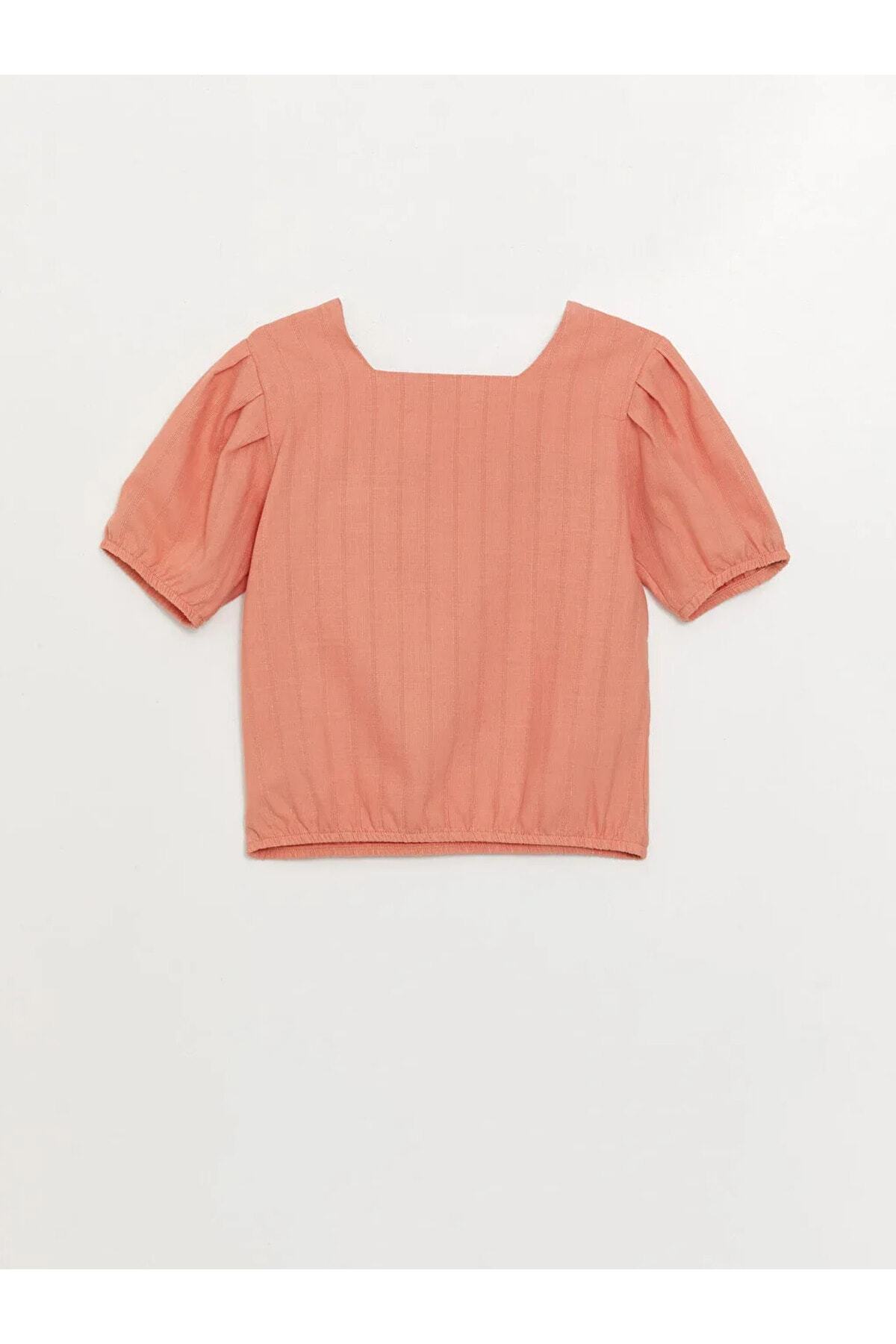 LC Waikiki-LCW Kids Square Neck Linen Blend Girl's Blouse 2