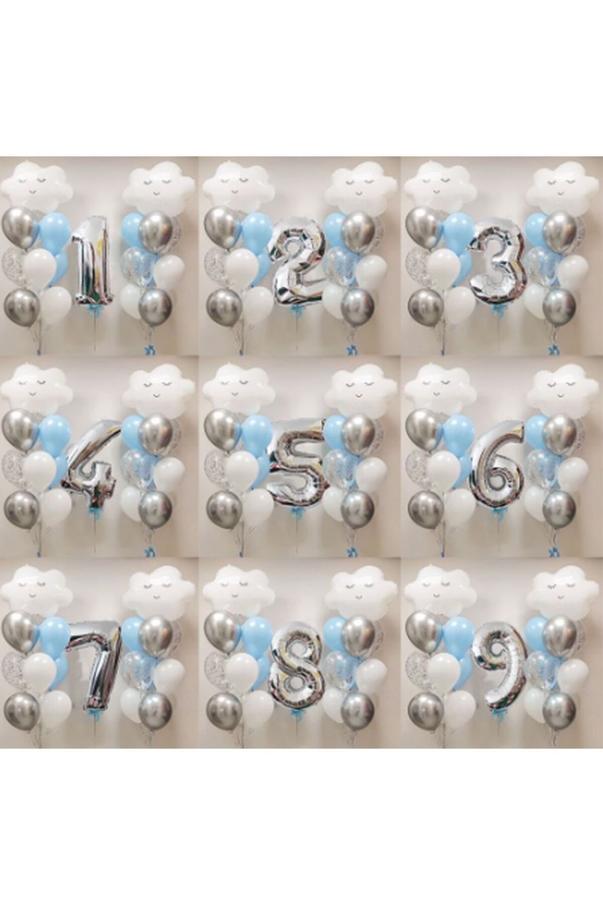 Parti Station-Sky Cloud 5 Year Old Balloon Set Star Balloon Foil Set Concept Birthday Set Age Balloon Set 3