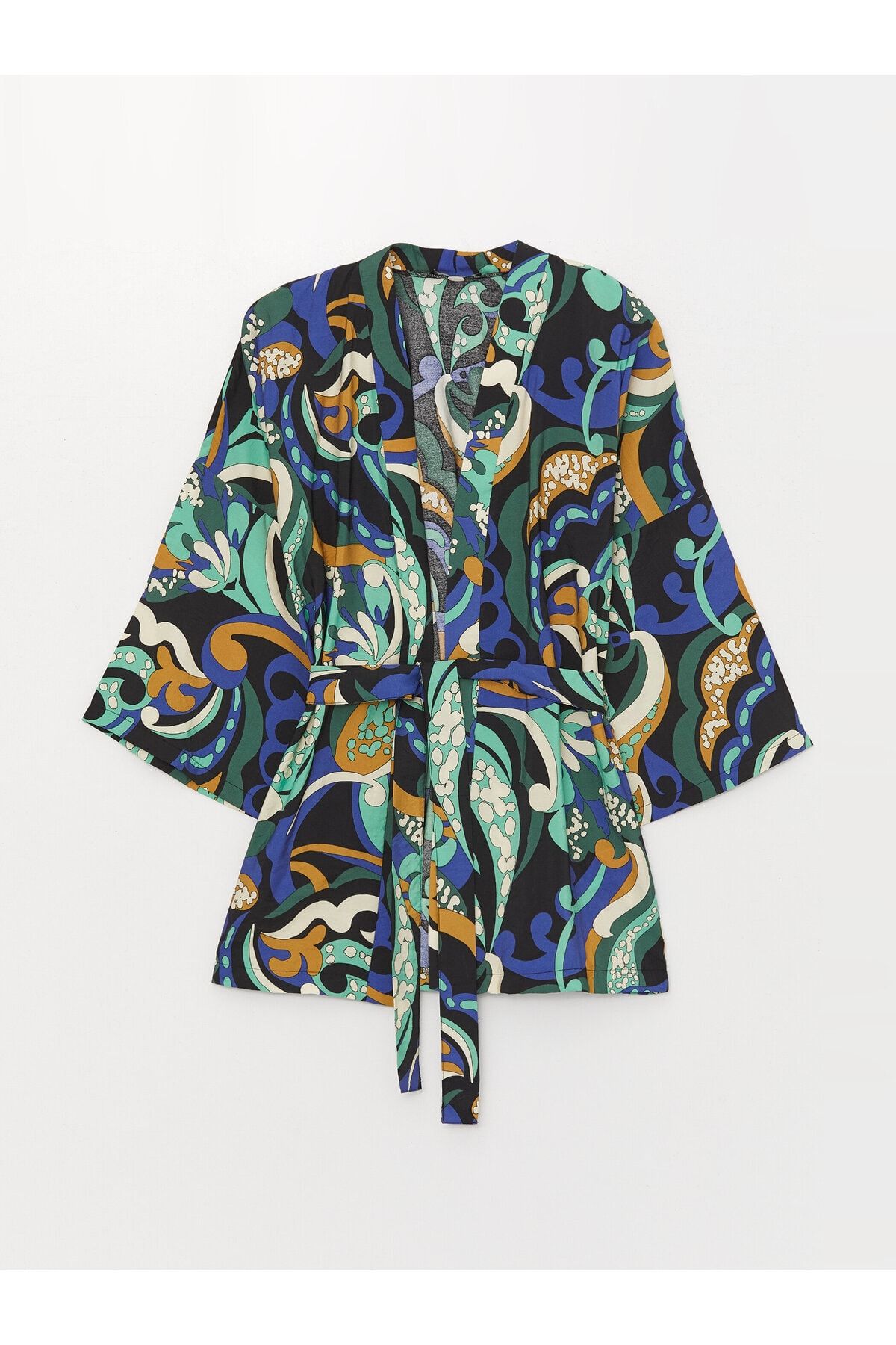Şal Yaka Desenli Oversize Kadın Kimono