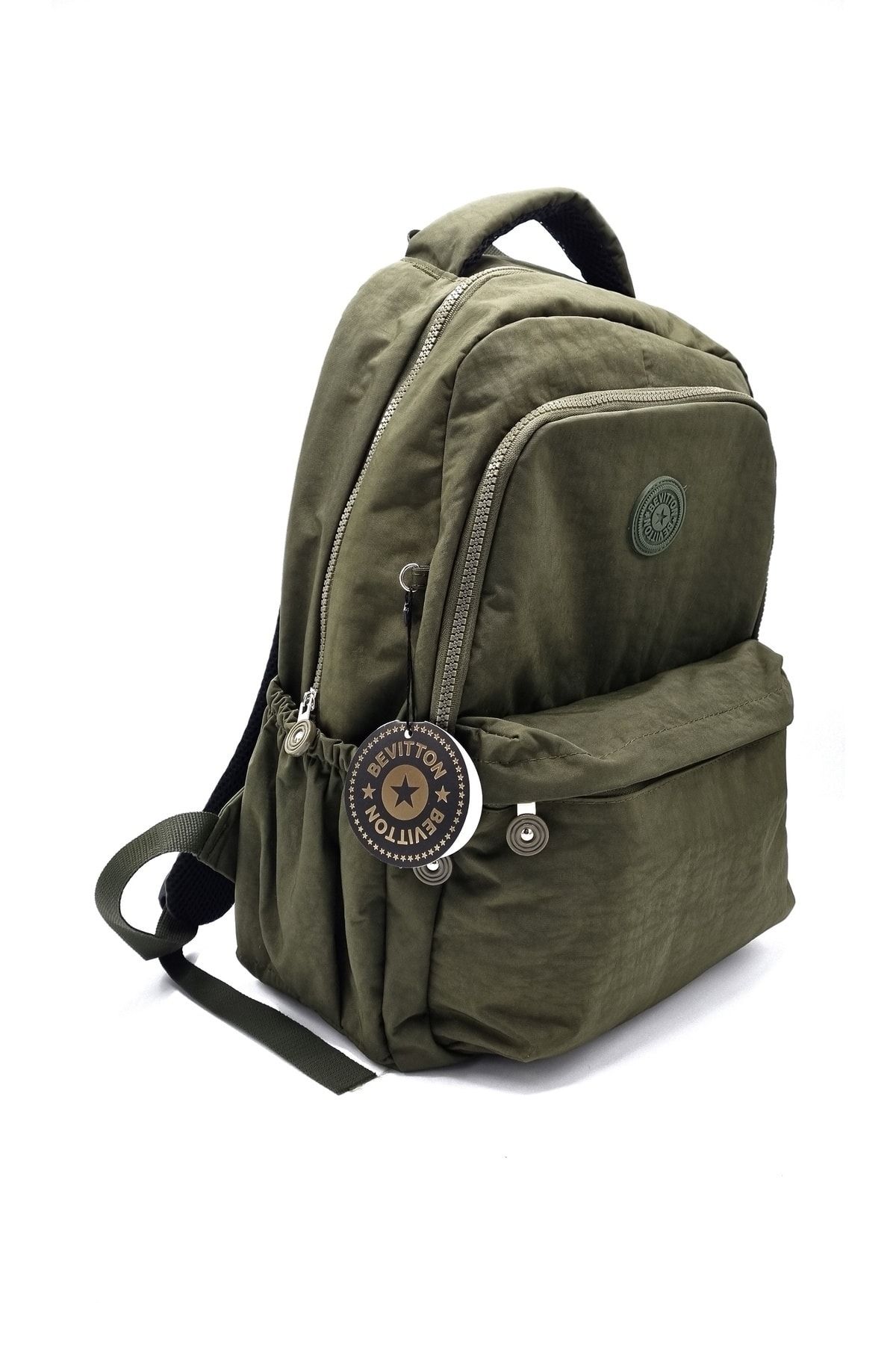 Bevitton-rucsac verde unisex țesătură șifonată cu mai mulți ochi rezistent la apă 6